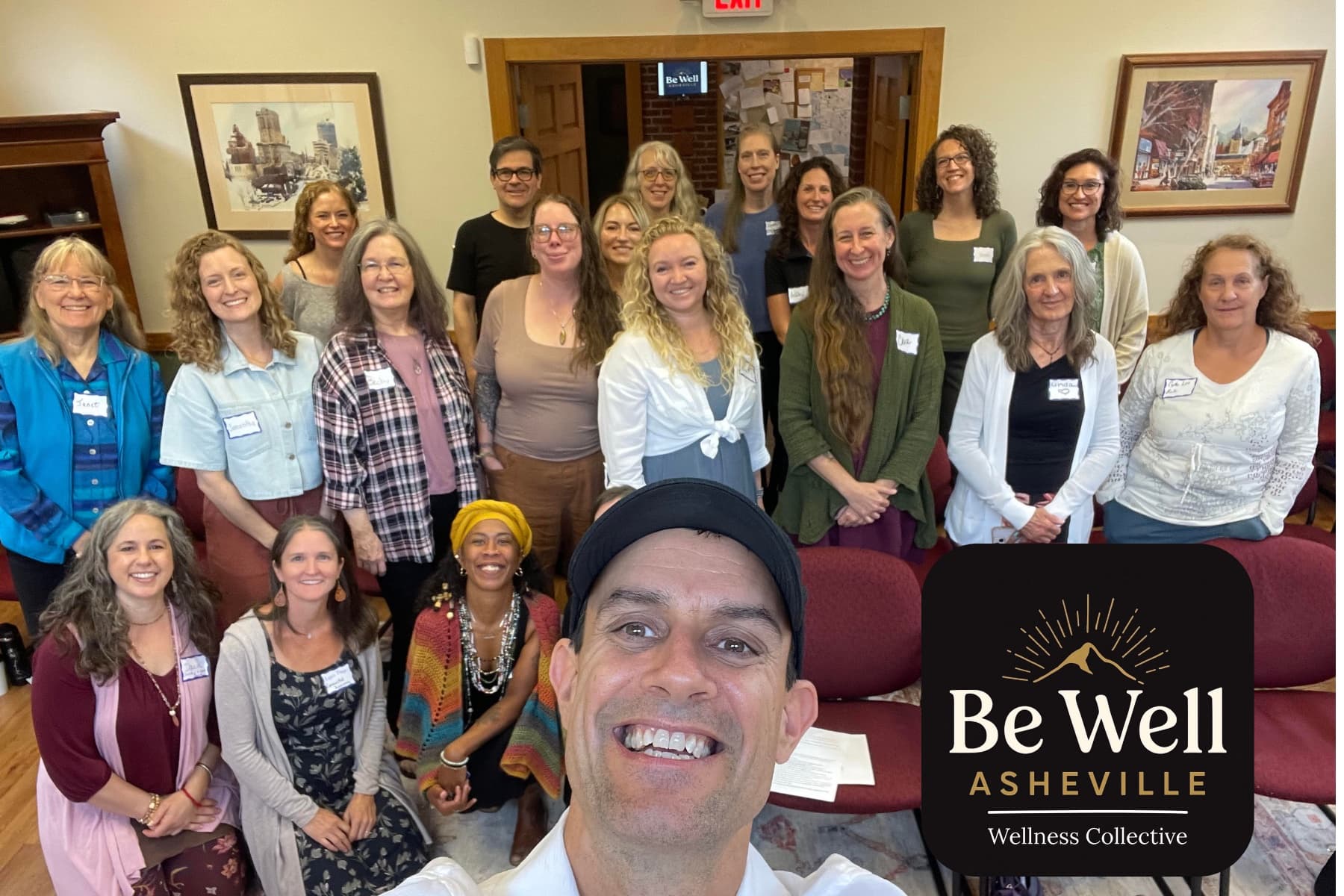 The Be Well Asheville Wellness Collective, gathered together at a member meetup